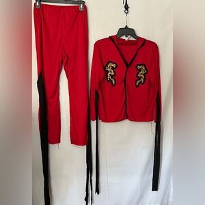 Costumes Usa red and black dragon-themed Ninja Halloween Costume Child L (12-14)